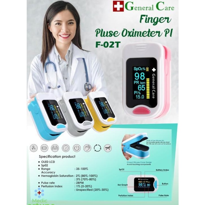Pulse Oximeter with PI F02T General Care/ Alat Ukur Kadar Oksigen