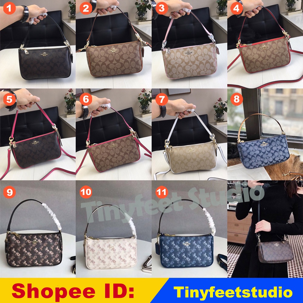 Coach F36674 58321 Top Handle Pouch in Signature Women Handbag Crossbody Sling Shoulder Mahjong Bag 