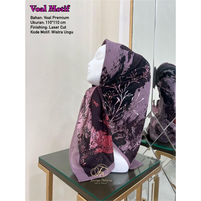 Jilbab Segi Empat Voal Premium Lc (D) ♥ Kerudung Voal Motif Laser Cut ♥ Hijab Farsya Adeeva