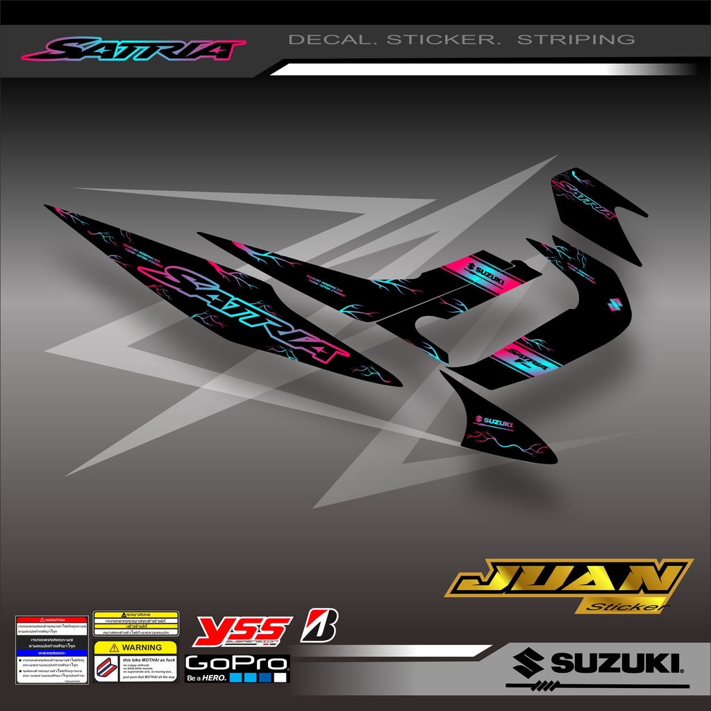 STRIPING STIKER MOTOR VARIASI SATRIA FU BARONG 2008 2009 2010 2011 2012 STICKER F150 LAMA KARBU