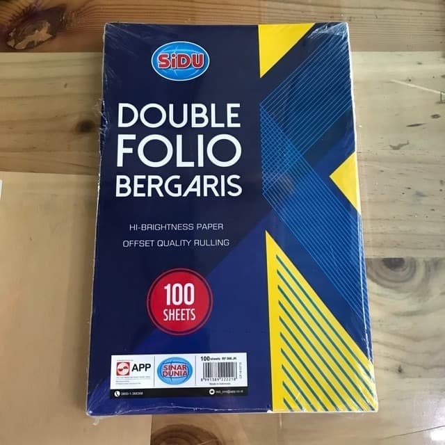 

Kertas Double Folio Garis SIDU Sinar Dunia Isi 100 Lembar