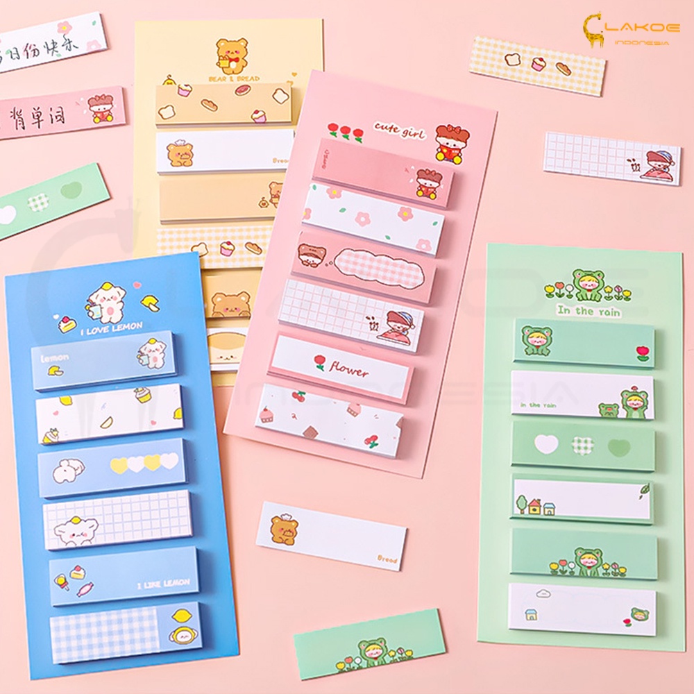 LAKOE Index Sticky Note Sticky Notes Karakter Lucu Office Cute Note Kertas Tempel Cute Lucu/Memo Sticky