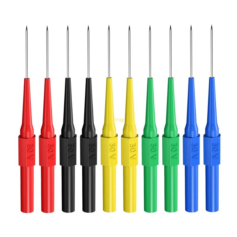 Btsg Upgraded Multimeter Test Probe Back Probes Insulation Piercing Dengan Soket 4mm Akupuntur Mobil- Tool Kit 10pcs