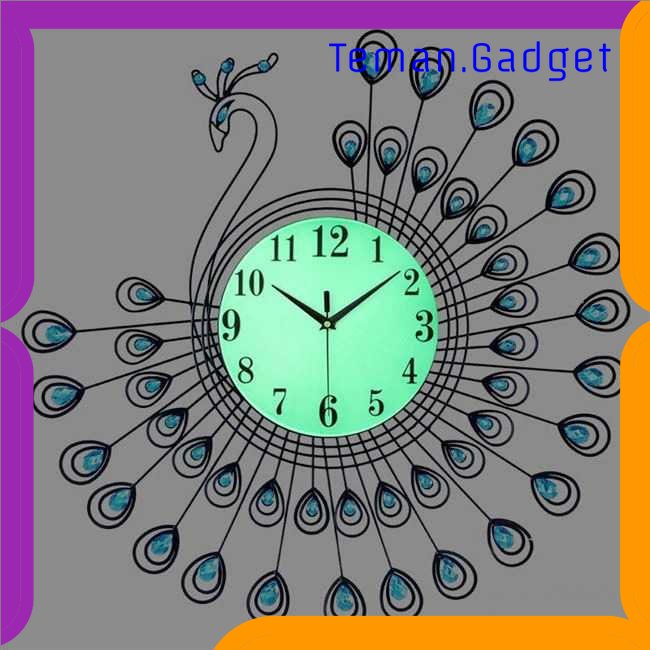 TG -  ART SAFEBET Jam Dinding Bulat Quartz Clock Diamond Peacock 53CM - H19