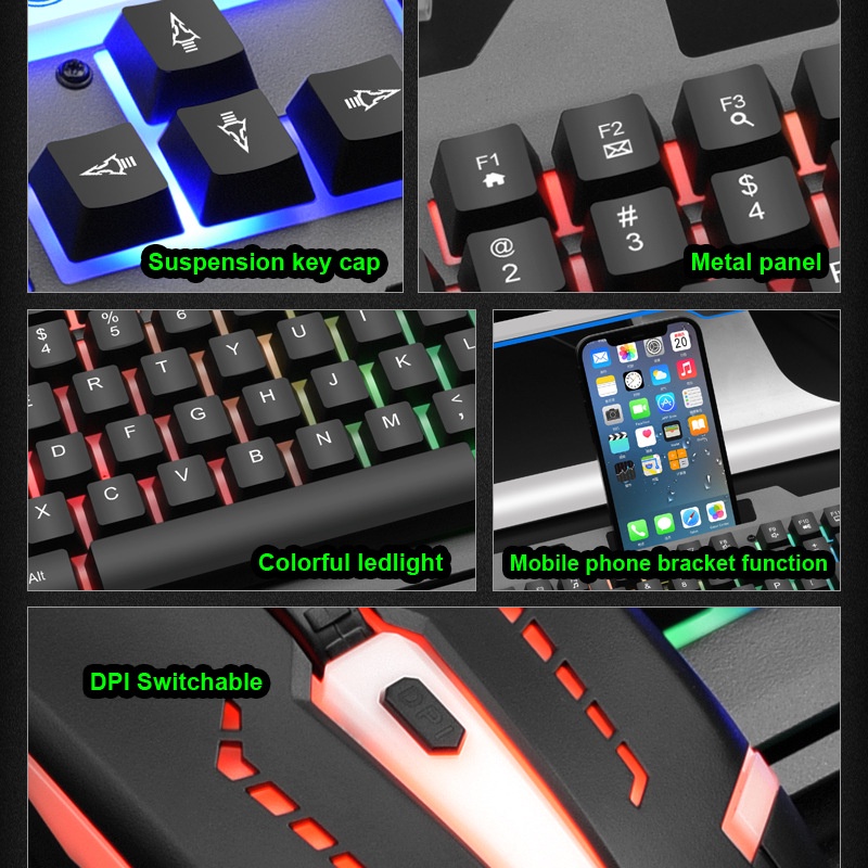 【COD】Gaming Keyboard Dan Mouse RGB Gaming USB Cable RGB Waterproof  Keyboard Komputer