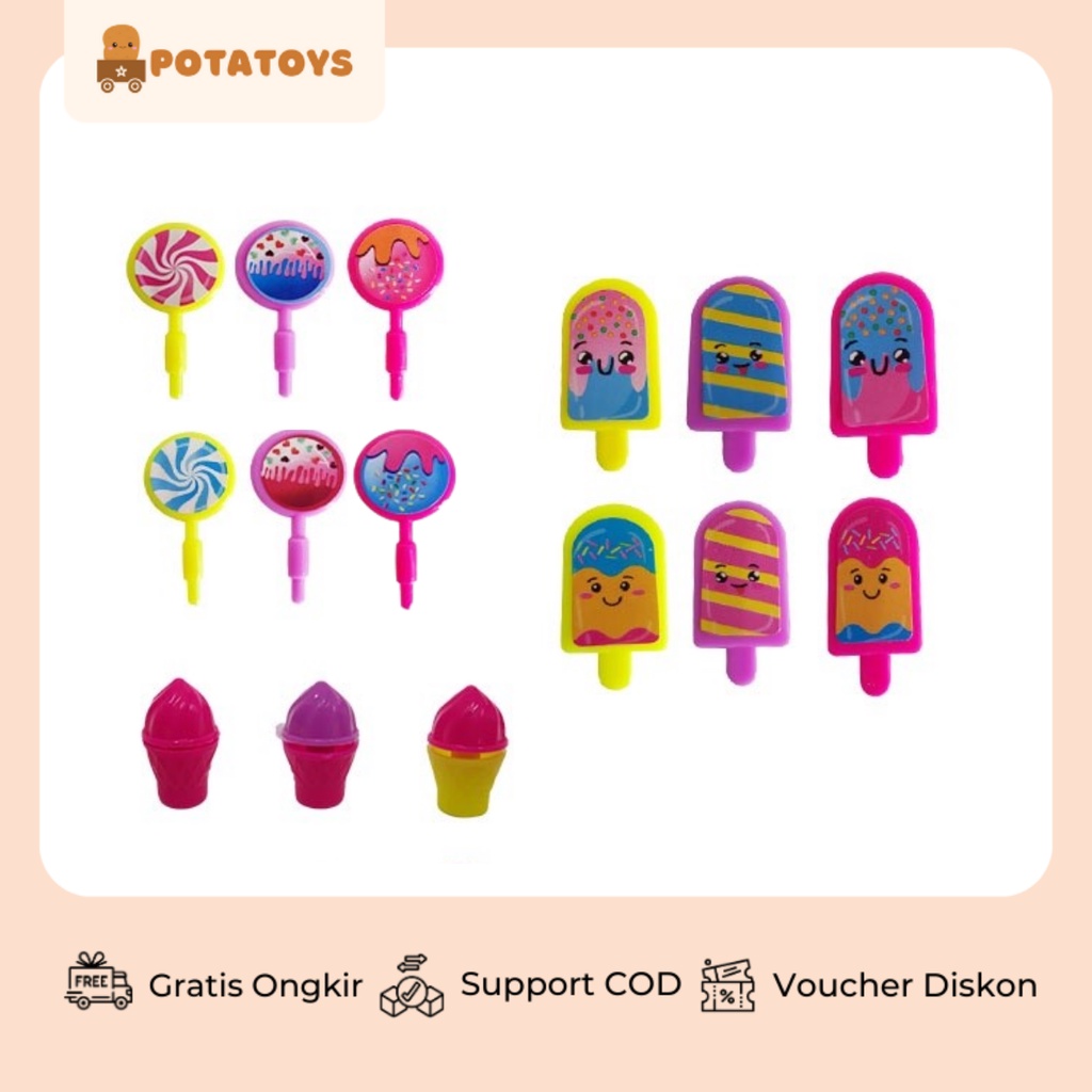 [ Potatoys ] Gerobak Dorongan Es Krim / Mainan Anak Trolley The Sweet Ice Cream