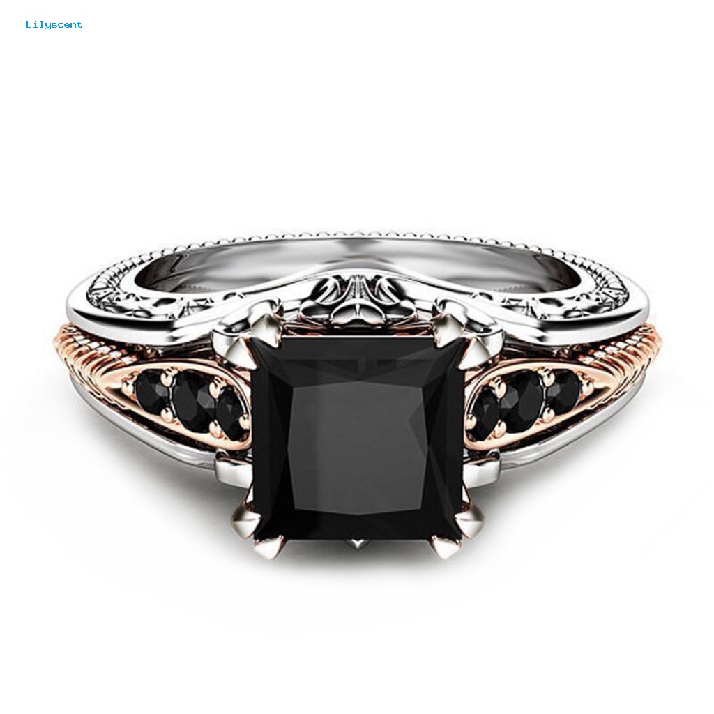 Cincin Lilyscent Alloy Untuk Outdoor Desain Unik Trendy Ring Square Cubic Zirconia