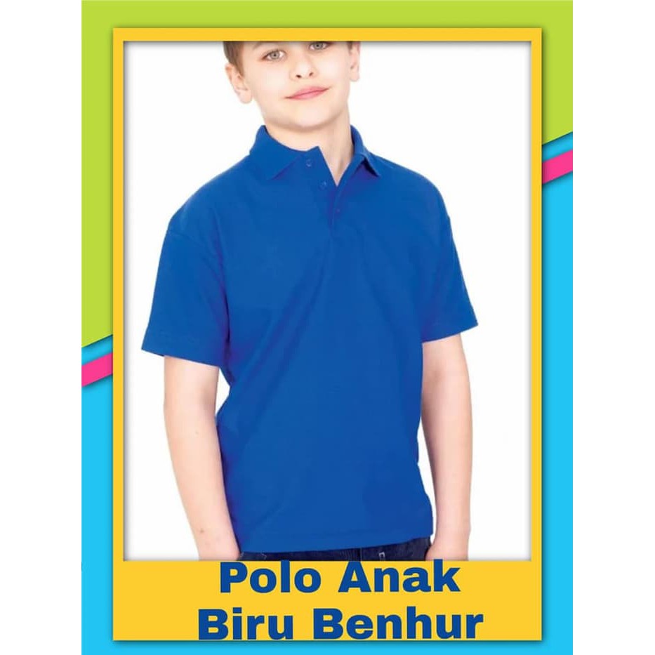 Kaos KERAH anak BIRU BENHUR lengan pendek - Polo polos anak ALLSIZE - winstar polos - KAOS KERAH ANA