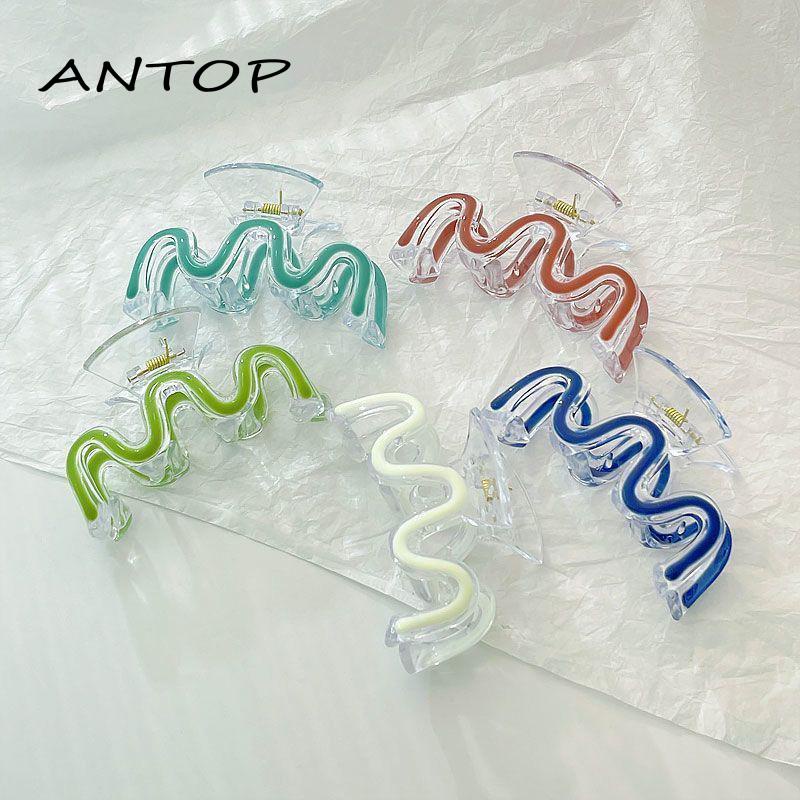 [Antop Termurah] Jepit Rambut Warna Polos Menyegarkan Musim Panas Hair Claw Clip W-shaped Drop Glaze