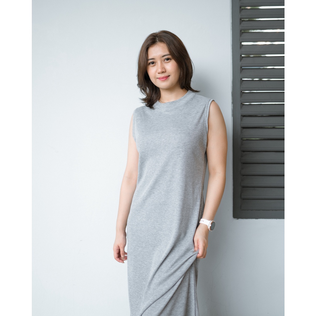 Alea Inner Dress Knit Inner Rajut Tanpa Lengan Long Dress