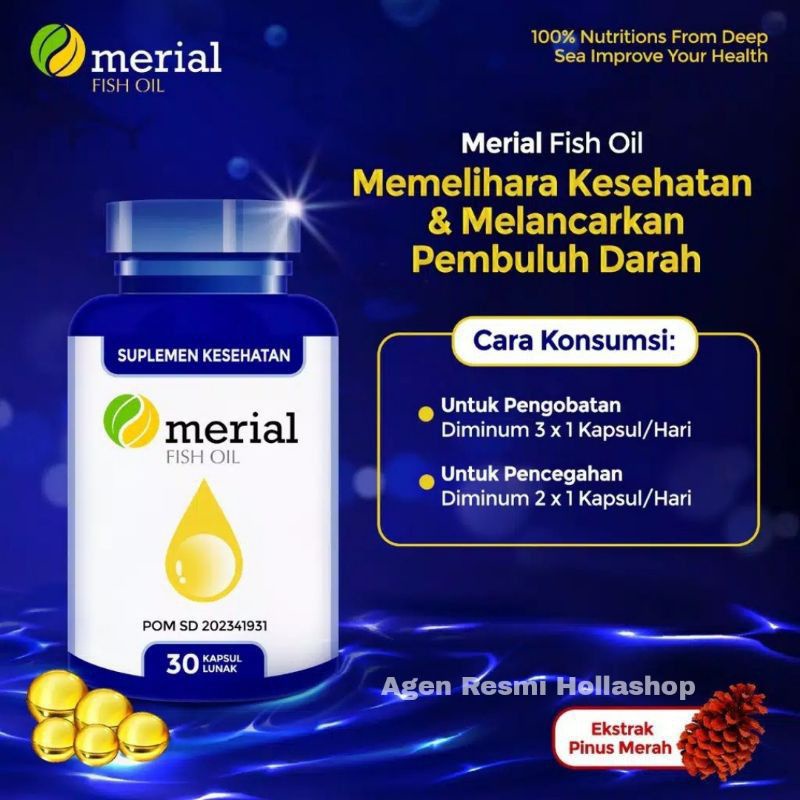 100% ORIGINAL 100% ASLI MERIAL FISH OIL SUPLEMEN KESEHATAN 100% ORIGINAL
