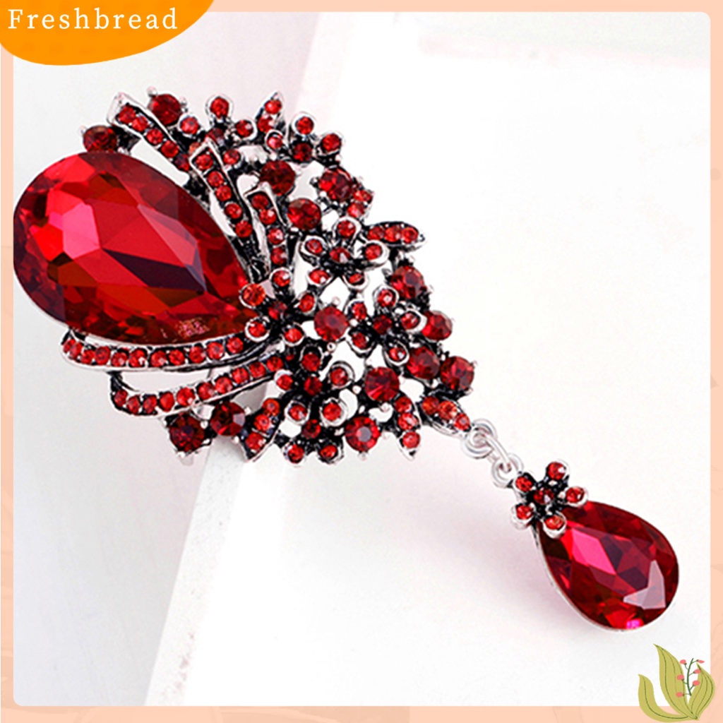 &lt; Freshbread &gt; Bros Pin Besar Berlian Imitasi Desain Berongga Bahan Alloy Engagement Jewelry Brooch Untuk Wanita