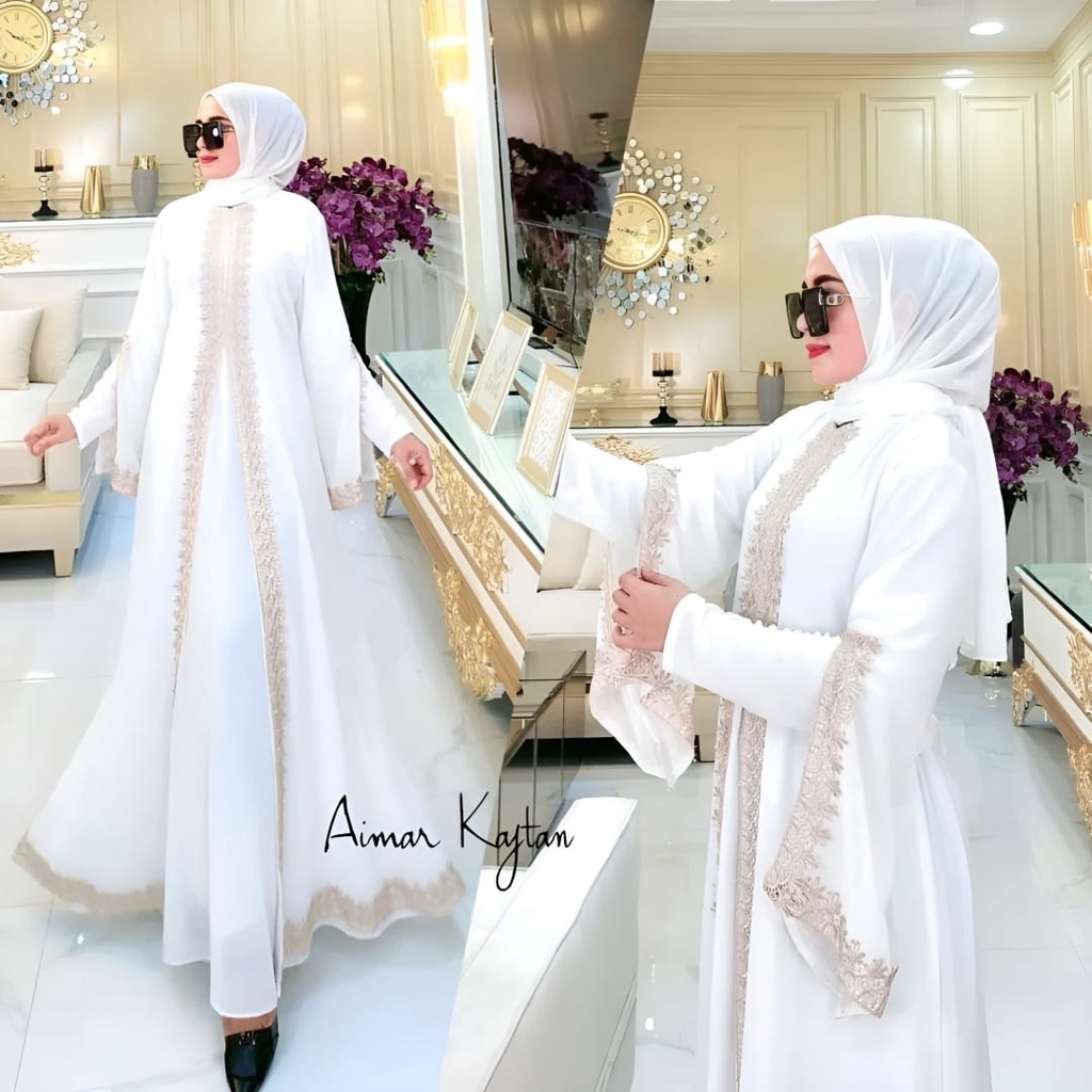 Aimar Gamis Kaftan Premium 2 Layer Matt Cringkle Airflow Polos Apk Renda Fit To XL Besar OOTD Eid Mubarok