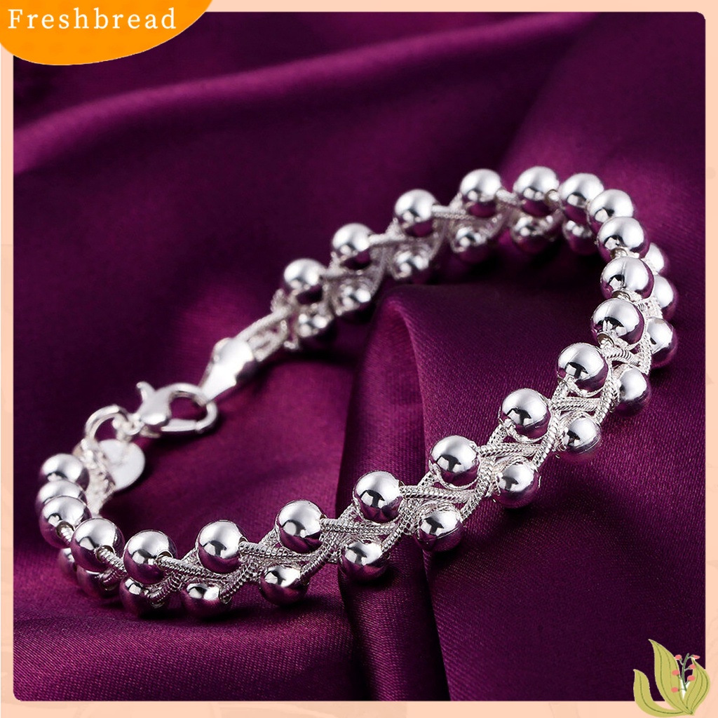 &lt; Freshbread &gt; Gelang Perak Lapis Fashion Aksesoris Wanita Anyaman Manik-Manik Rantai Bracelet Untuk Pacaran