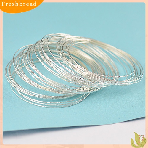 &lt; Freshbread &gt; 100pcs Gelang Perak Lapis Baja Kawat Cuff Slim Bangle Bracelet Set