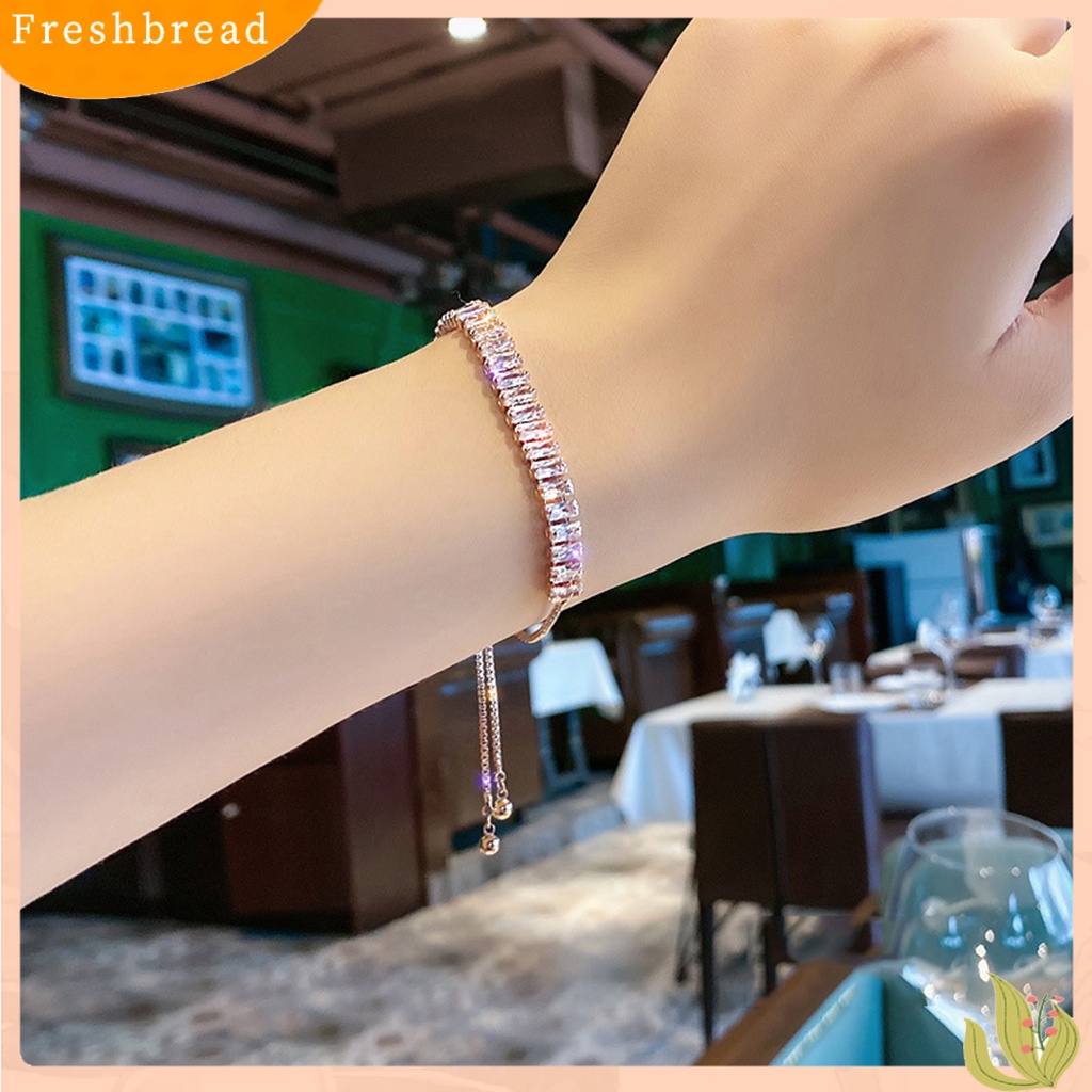 &lt; Freshbread &gt; Wanita Gelang Mewah Hias Menarik Adjustable All-match Perhiasan Hadiah Geometris Wanita Fashion Berlian Imitasi Mengkilap Tarik Gelang Untuk Pernikahan