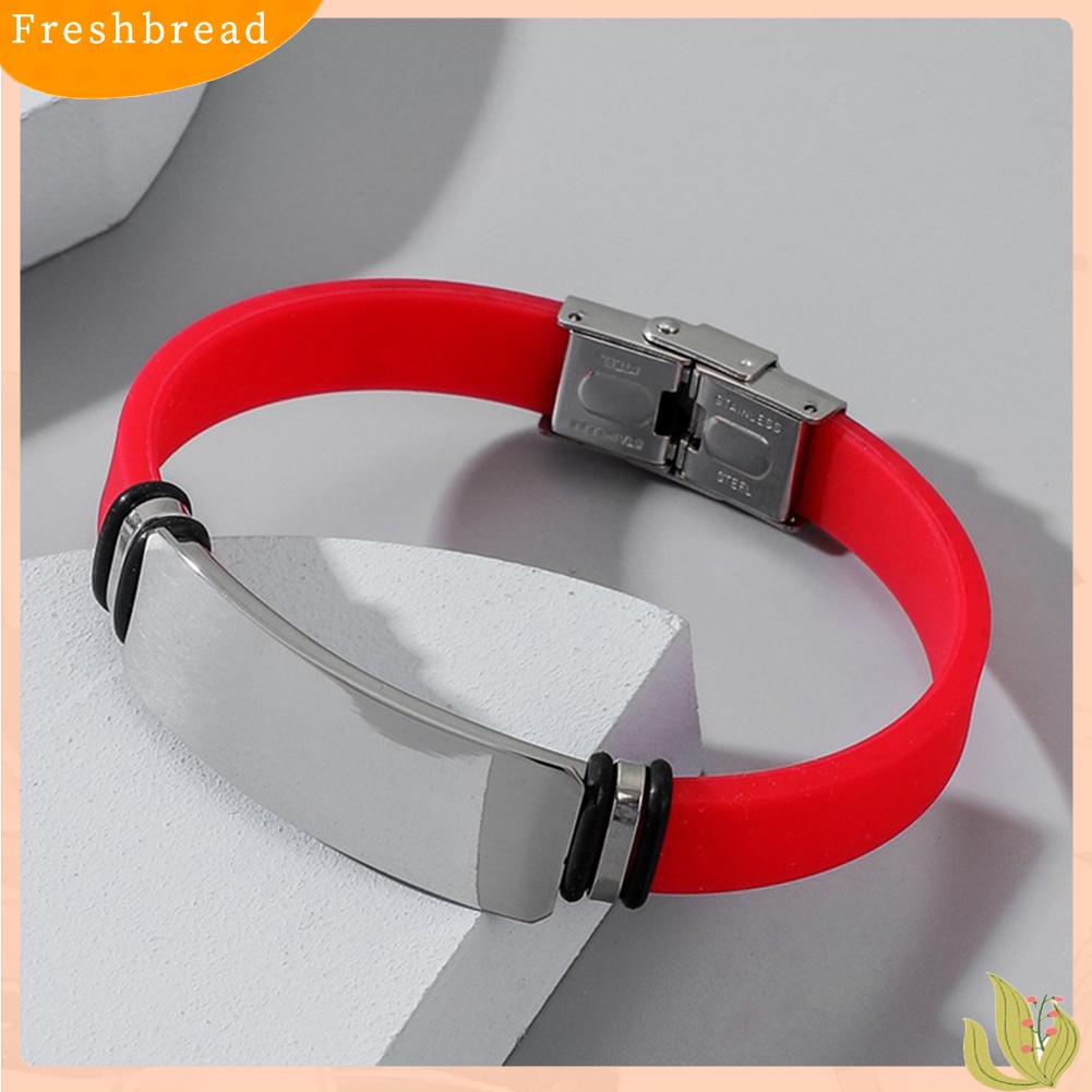 &lt; Freshbread &gt; Fashion Sederhana Unisex Bangle Logam Silikon Gelang Tangan Pasangan Perhiasan Hadiah