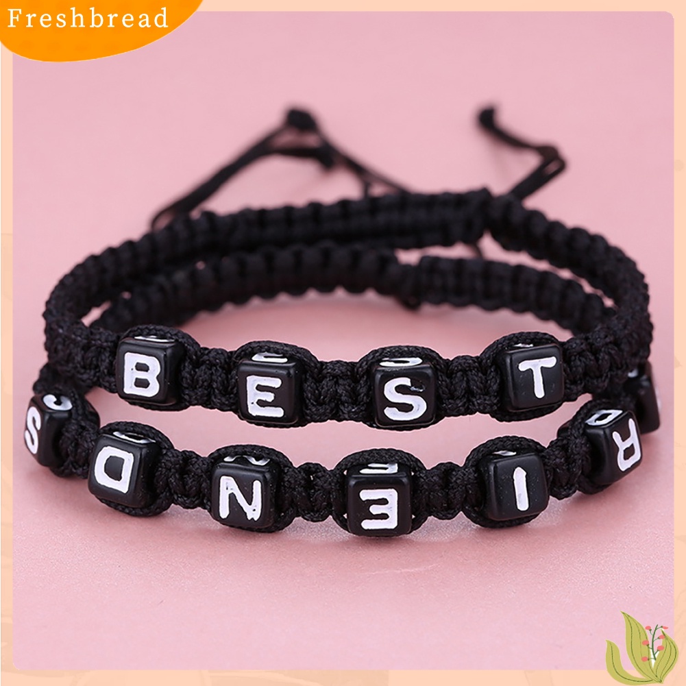 &lt; Freshbread &gt; 2Pcs/Set Unisex BEST FRIEND Letter Charm Handmade Anyaman Gelang Persahabatan