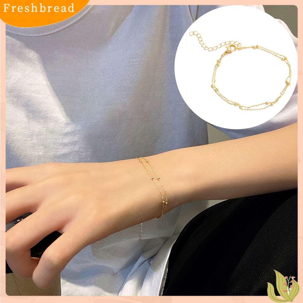 &lt; Freshbread &gt; Gelang Wanita Warna Solid Sederhana Bland Doubel-layer Dipanjangkan Panjang Wanita Bangle Perhiasan Perempuan