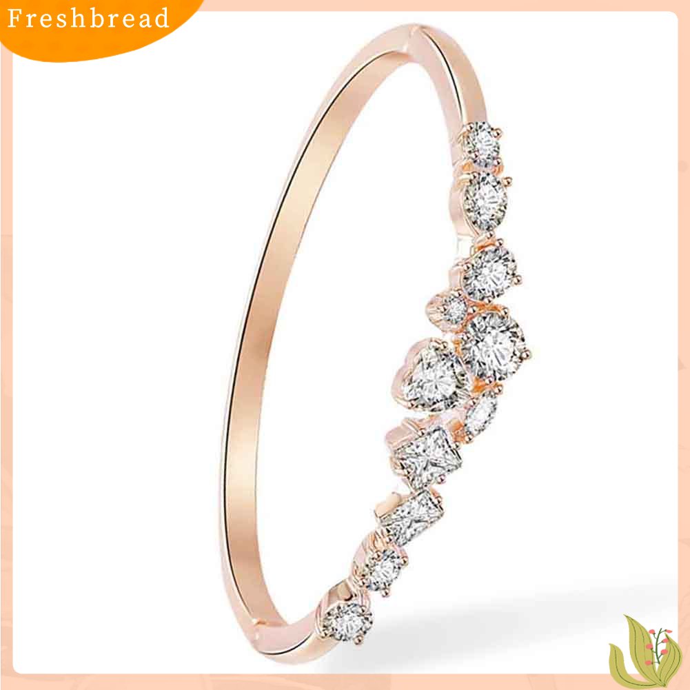 &lt; Freshbread &gt; Fashion Wanita Cubic Zirconia Hias Gelang Bangle Pesta Pernikahan Perhiasan Hadiah