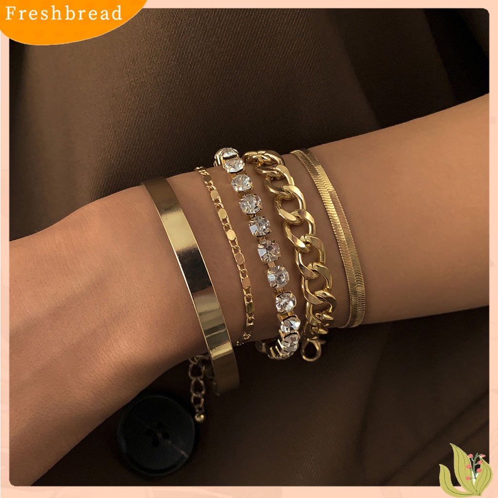 &lt; Freshbread &gt; 5Pcs Gelang Adjustable Vintage Minimalis Geometris Elemen Gelang Set Hadiah Ulang Tahun