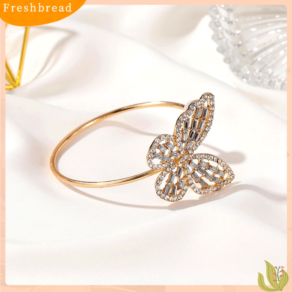 &lt; Freshbread &gt; Gelang Bangle Stylish All-match Flexible Alloy Pembukaan Adjustable Butterfly Untuk Pesta