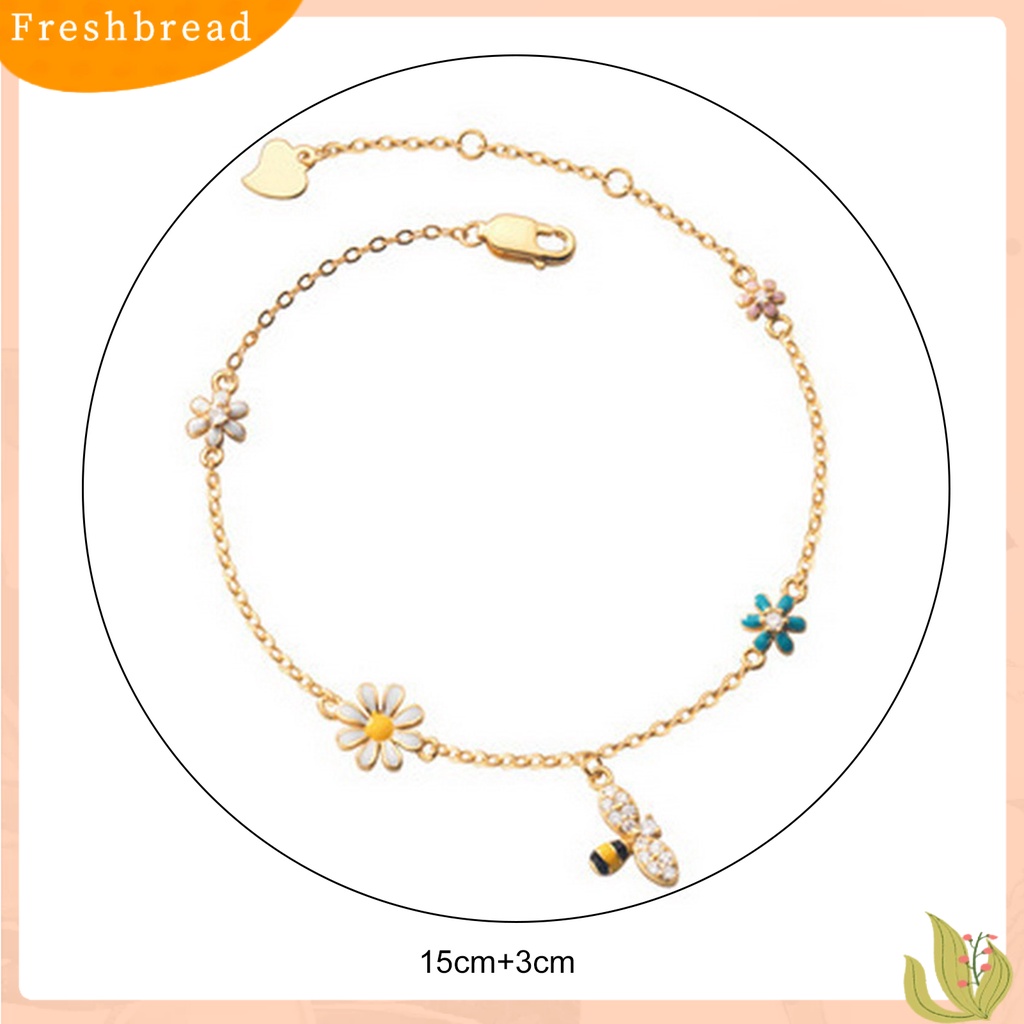 &lt; Freshbread &gt; Wanita Gelang Manis Indah Lebah Bentuk Bunga Liontin Lady Bangle Hadiah Ulang Tahun