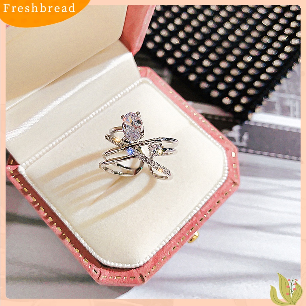 &lt; Freshbread &gt; Perhiasan Wanita Pembukaan Dapat Disesuaikan Dekorasi Logam Cincin Berlian Imitasi Multi-layer Untuk Belanja