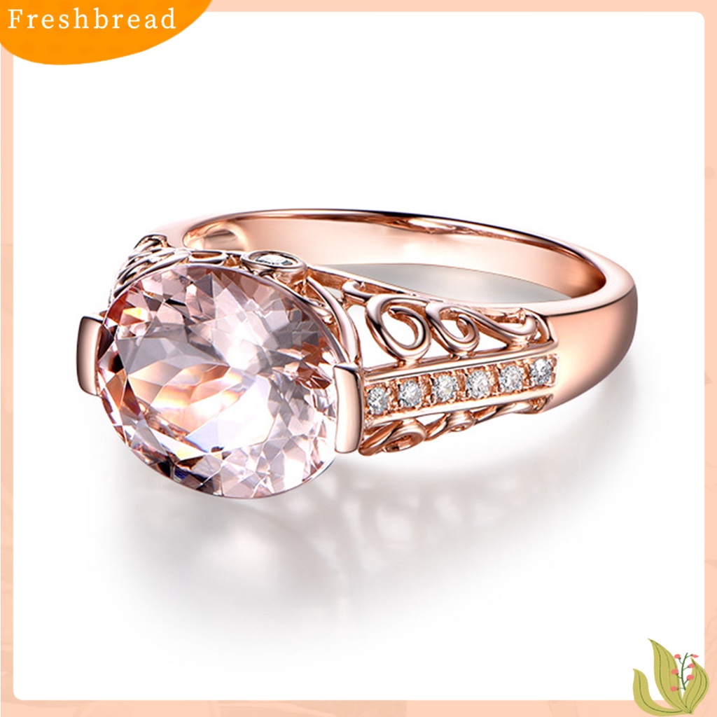 &lt; Freshbread &gt; Wanita Cincin Faux Morganite Berongga Keluar Perhiasan Electroplating Tahan Lama Finger Ring Untuk Pernikahan