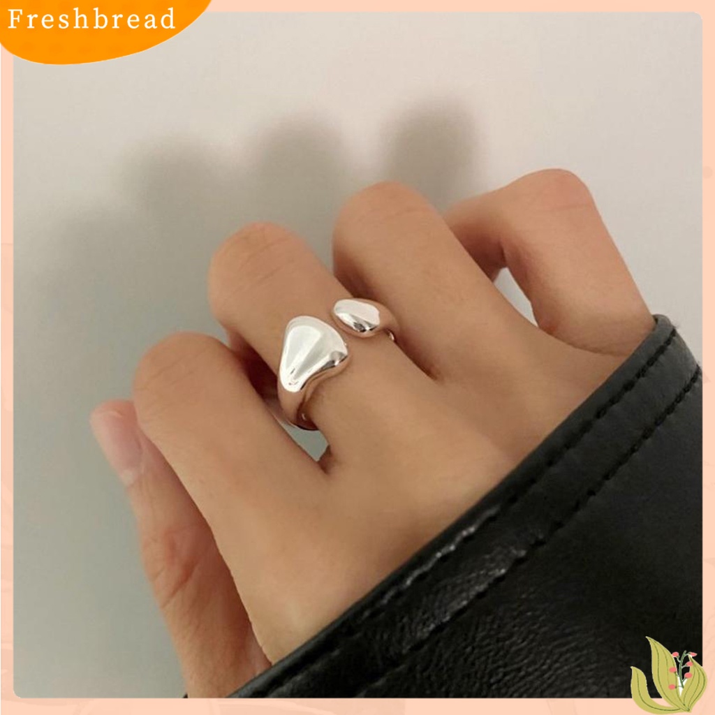 &lt; Freshbread &gt; Knuckle Ring Adjustable Electroplating High Gloss Geometris Menawan Dekorasi Hypoallergenic Lebar Tidak Teratur Terbuka Cincin Perhiasan Aksesoris