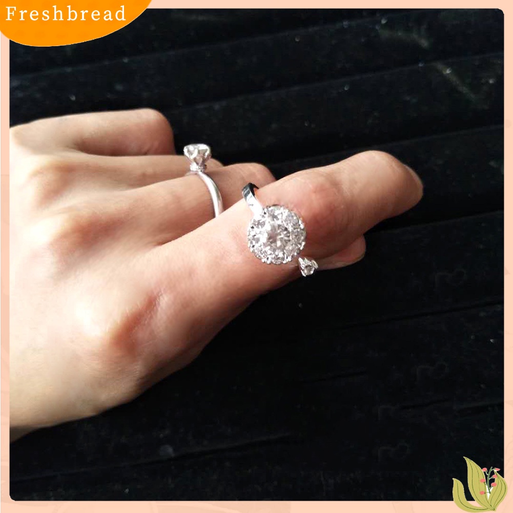 &lt; Freshbread &gt; Wanita Fashion Berlian Imitasi Bertatahkan Berputar Terbuka Jari Cincin Pesta Perhiasan Hadiah