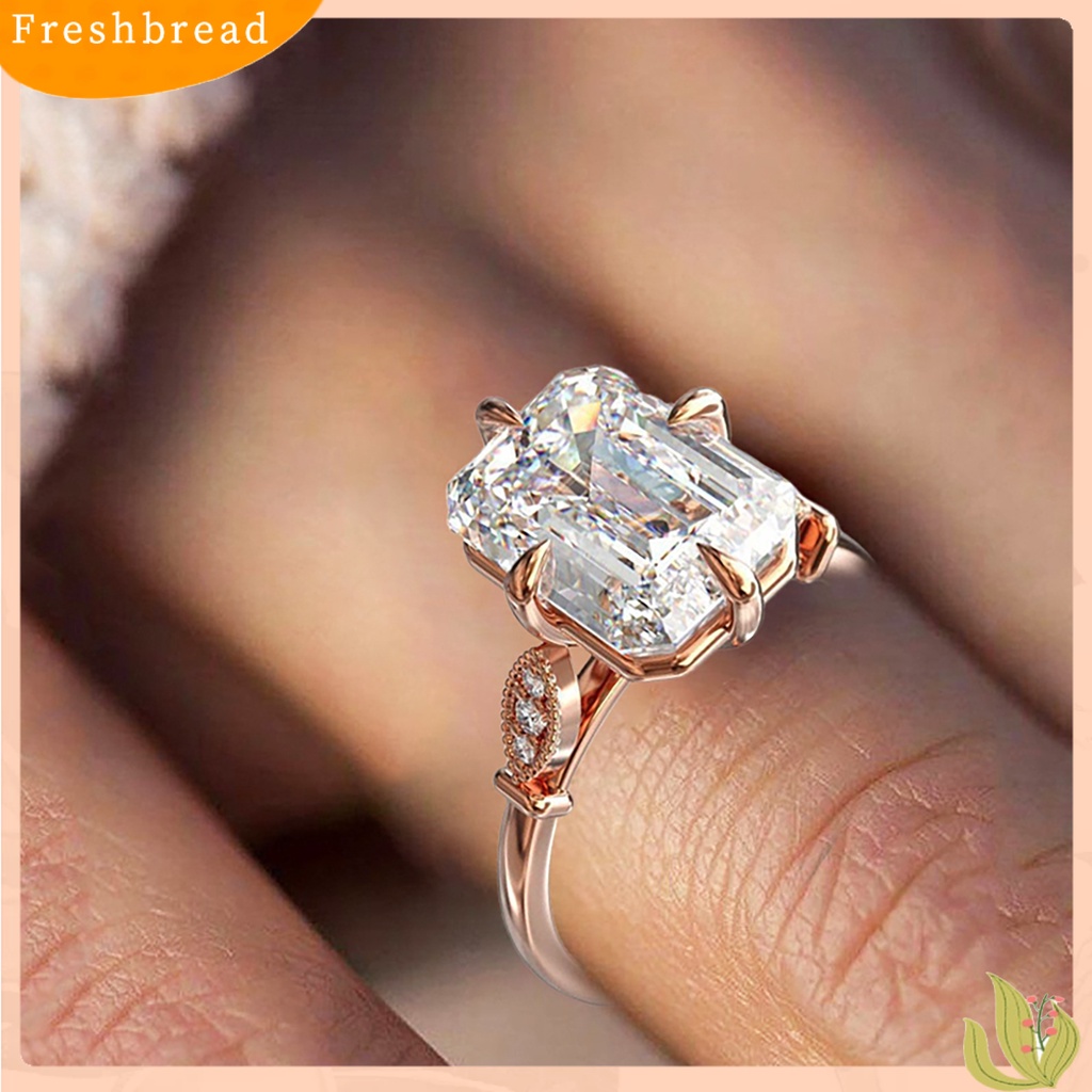 &lt; Freshbread &gt; Klasik Wanita Cincin Rose Gold Hias Kristal Imitasi Jari Cincin Perhiasan Aksesoris