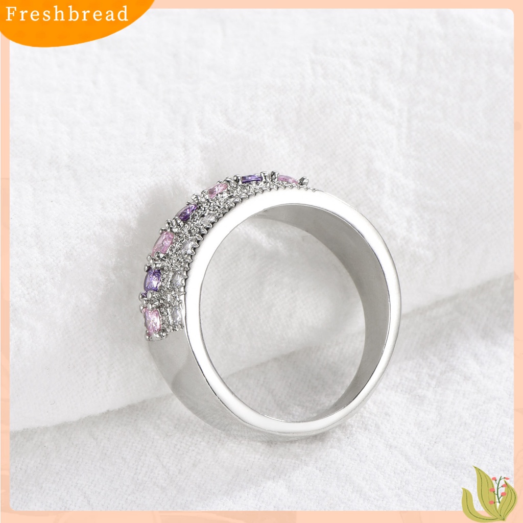 &lt; Freshbread &gt; Paduan Wanita Cincin Electroplating Hias Kristal Imitasi Jari Cincin Perhiasan Aksesoris