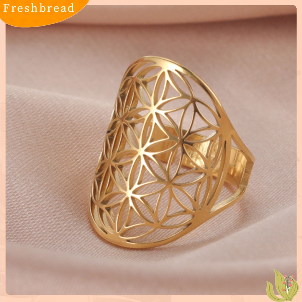 &lt; Freshbread &gt; Indah Trendi Cincin Berongga Keluar Tahan Aus Sederhana Vintage Unisex Cincin Pakaian Sehari-Hari