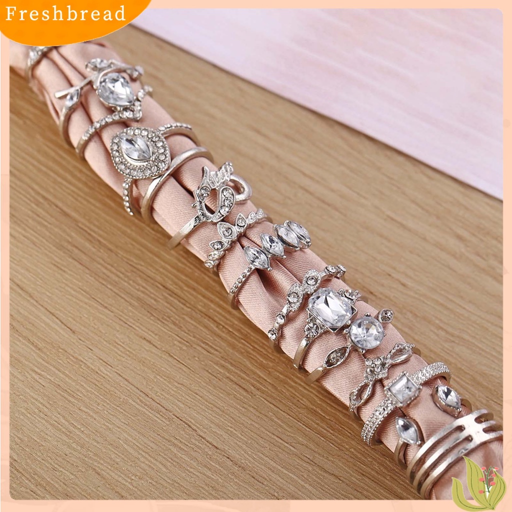 &lt; Freshbread &gt; 15Pcs/Set Cincin Jari Individualitas Kreatif Alloy Pola Berbeda Berlian Imitasi Rings Untuk Kehidupan Sehari-Hari