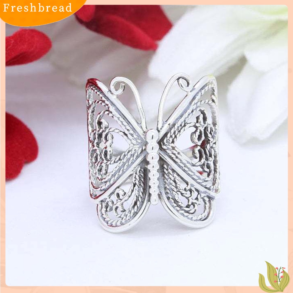 &lt; Freshbread &gt; Wanita Cincin Butterfly Adjustable Perhiasan Ukiran Fashion Penampilan Cincin Jari Untuk Pacaran