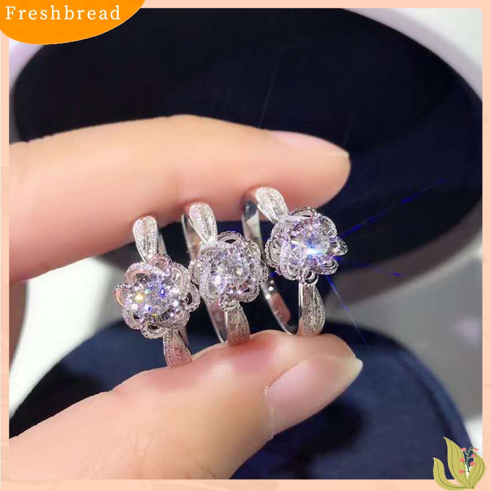 &lt; Freshbread &gt; Pernikahan Pertunangan Berongga Bunga Cubic Zirconia Jari Cincin Hadiah Perhiasan Pengantin