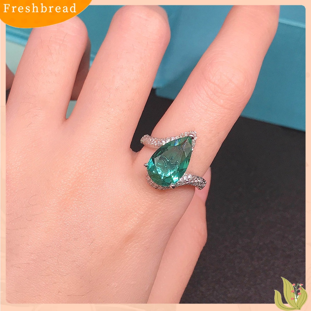 &lt; Freshbread &gt; Cincin Unisex Pear-Berbentuk Terbuka Perhiasan Geometri Indah Jari Cincin Perhiasan Aksesoris