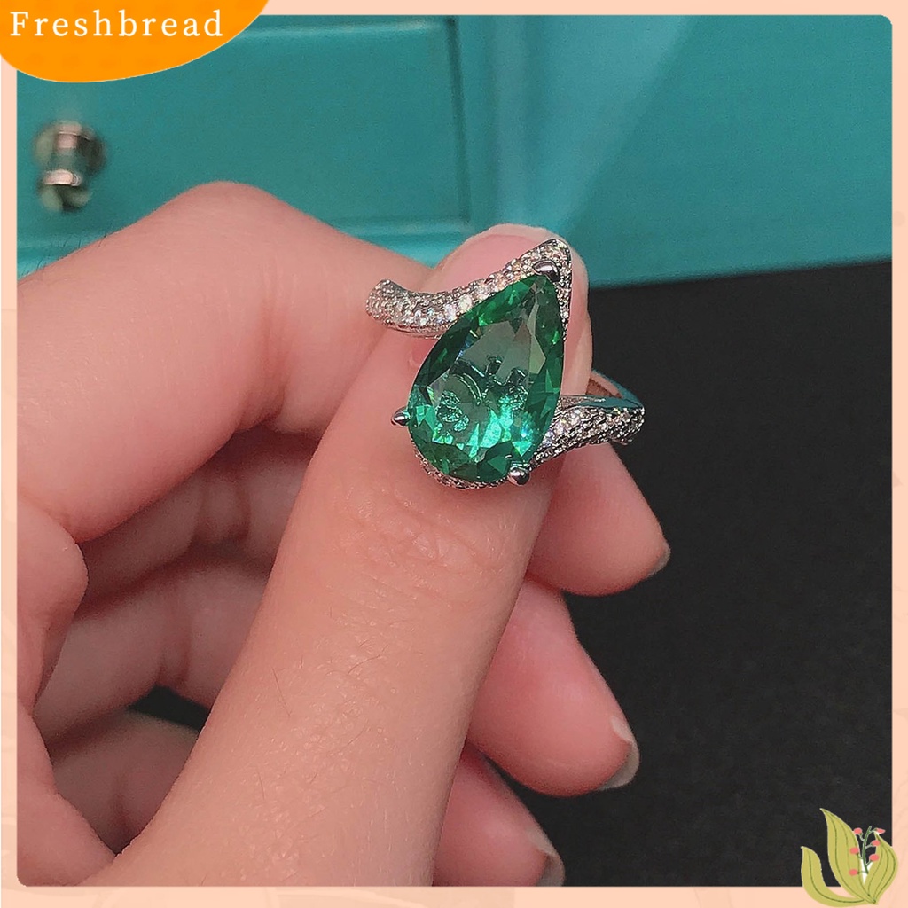 &lt; Freshbread &gt; Cincin Unisex Pear-Berbentuk Terbuka Perhiasan Geometri Indah Jari Cincin Perhiasan Aksesoris