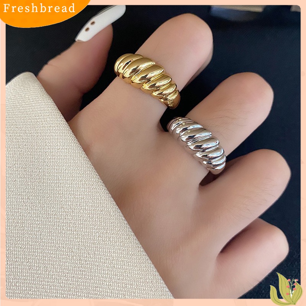 &lt; Freshbread &gt; Cincin Jari Terbuka Dapat Disesuaikan Berlebihan Tidak Luntur Vintage Dekorasi Kepribadian Wanita Perhiasan Perancis Croissant Cincin Perhiasan Aksesoris