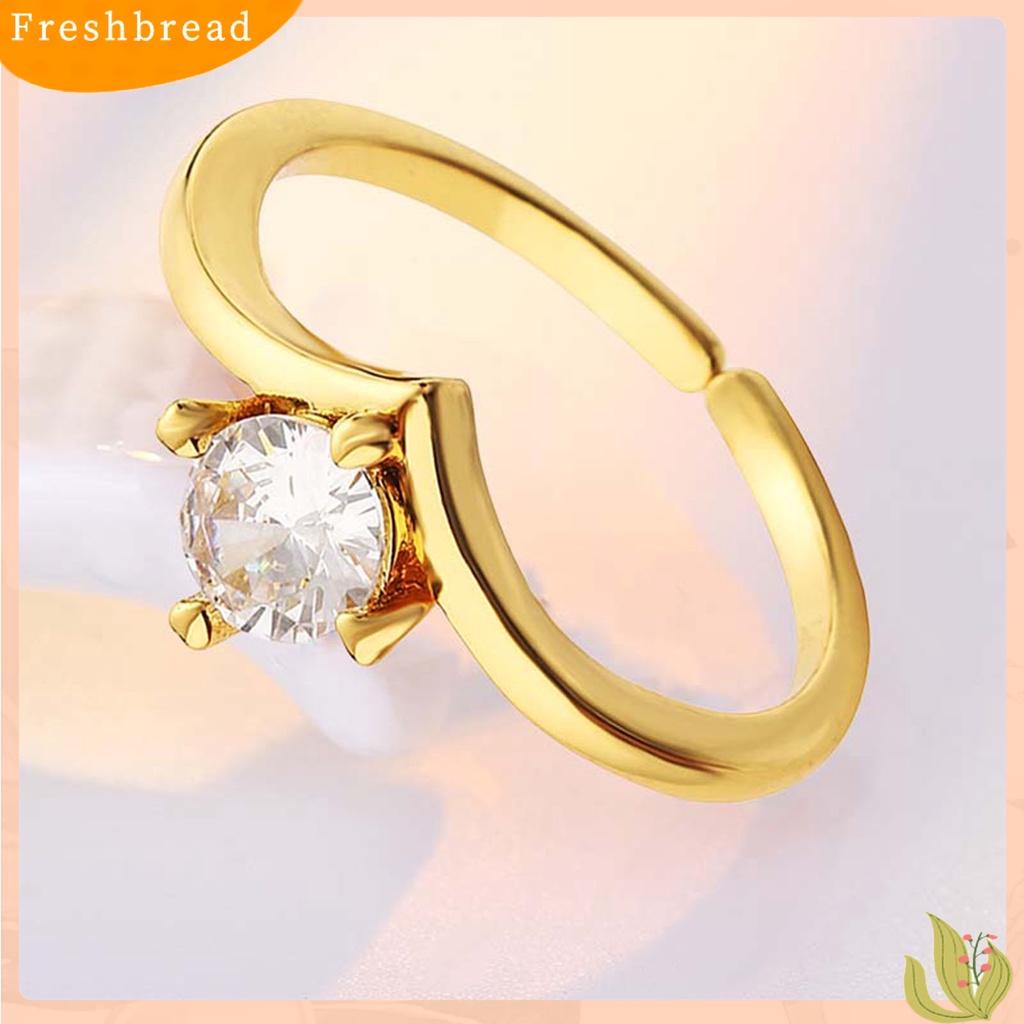 &lt; Freshbread &gt; Cincin Jari Electroplating Adjustable High Gloss Charming Cubic Zirconia Dress Up Hypoallergenic Bright Luster Terbuka Cincin Wanita Perhiasan