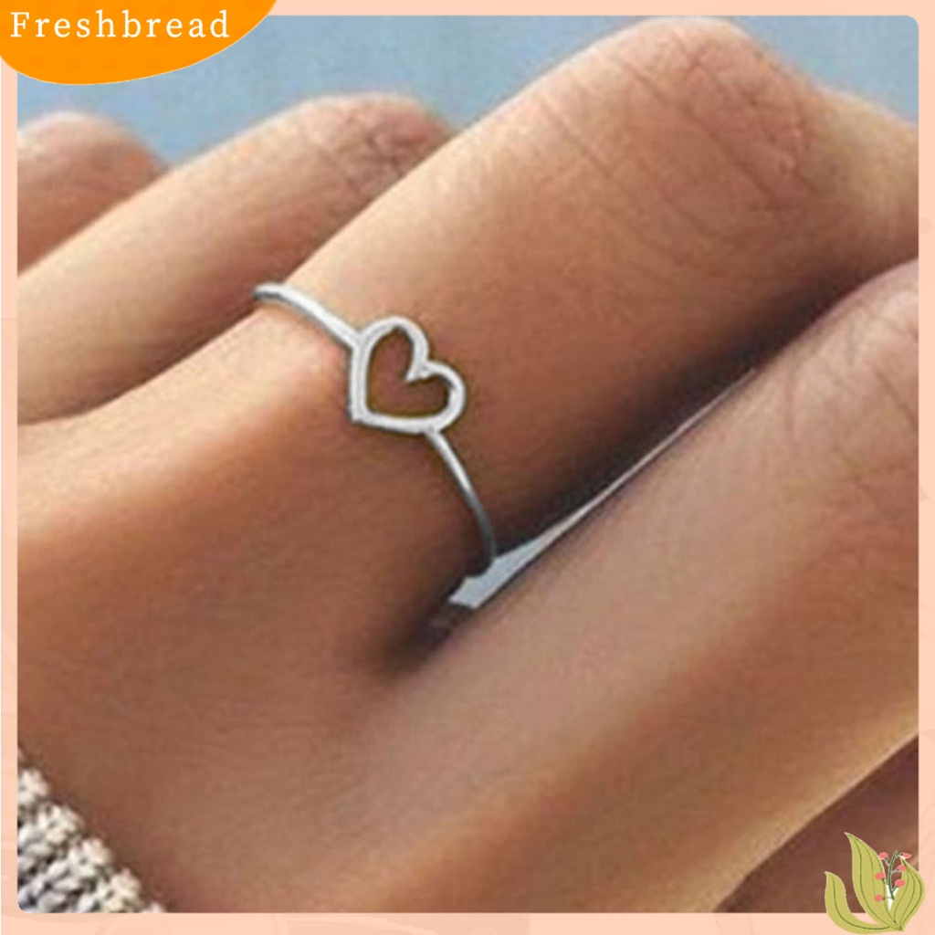 &lt; Freshbread &gt; Cincin Wanita Tahan Aus Desain Simple Bahan Alloy Hollow Bentuk Hati Jari Ring Untuk Pesta