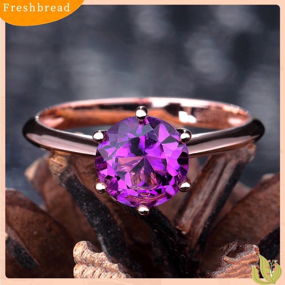 &lt; Freshbread &gt; Wanita Faux Amethyst Ruby Bertatahkan Jari Cincin Pernikahan Pertunangan Perhiasan Hadiah