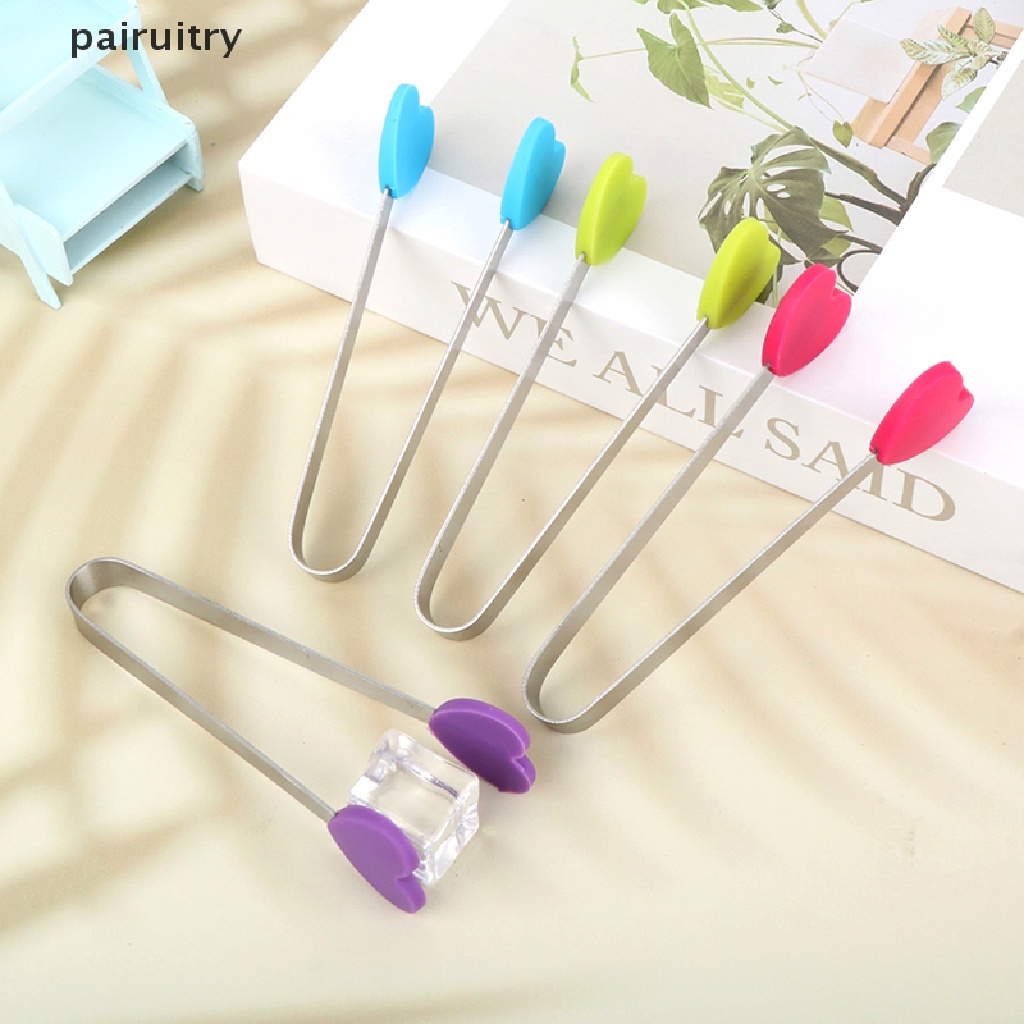 Prt 1Pc Penjepit Makanan Silikon Berbentuk Hati Stainless Steel Non-slip Ice Candy FoodClip PRT