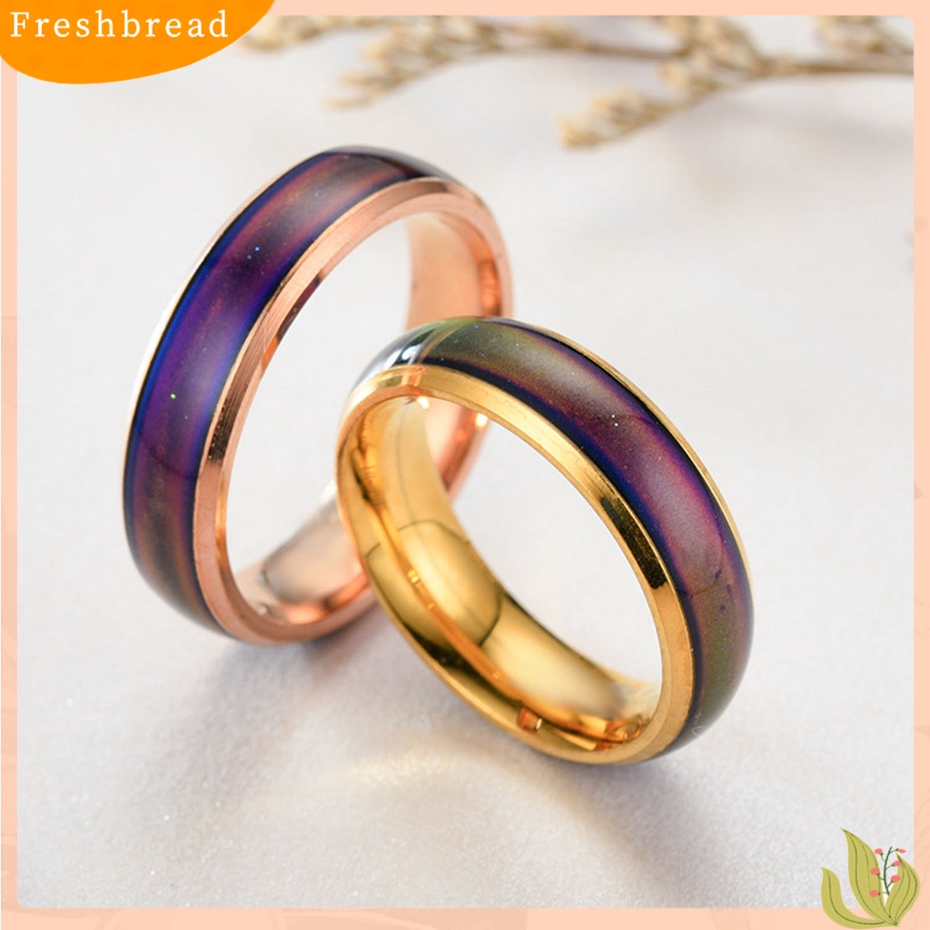 &lt; Freshbread &gt; Cincin Couple Berubah Warna Electroplating Temperature Sensing Sealing Glaze Hadiah Anniversary Bebas Alergi Tidak Luntur Suhu Klasik Mood Ring Untuk Pakaian Sehari-Hari