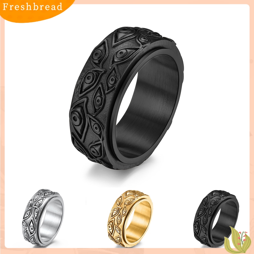 &lt; Freshbread &gt; Pria Cincin God Eye Rotatable Unisex Bulat Semua Cocok Jari Cincin Untuk Pacaran