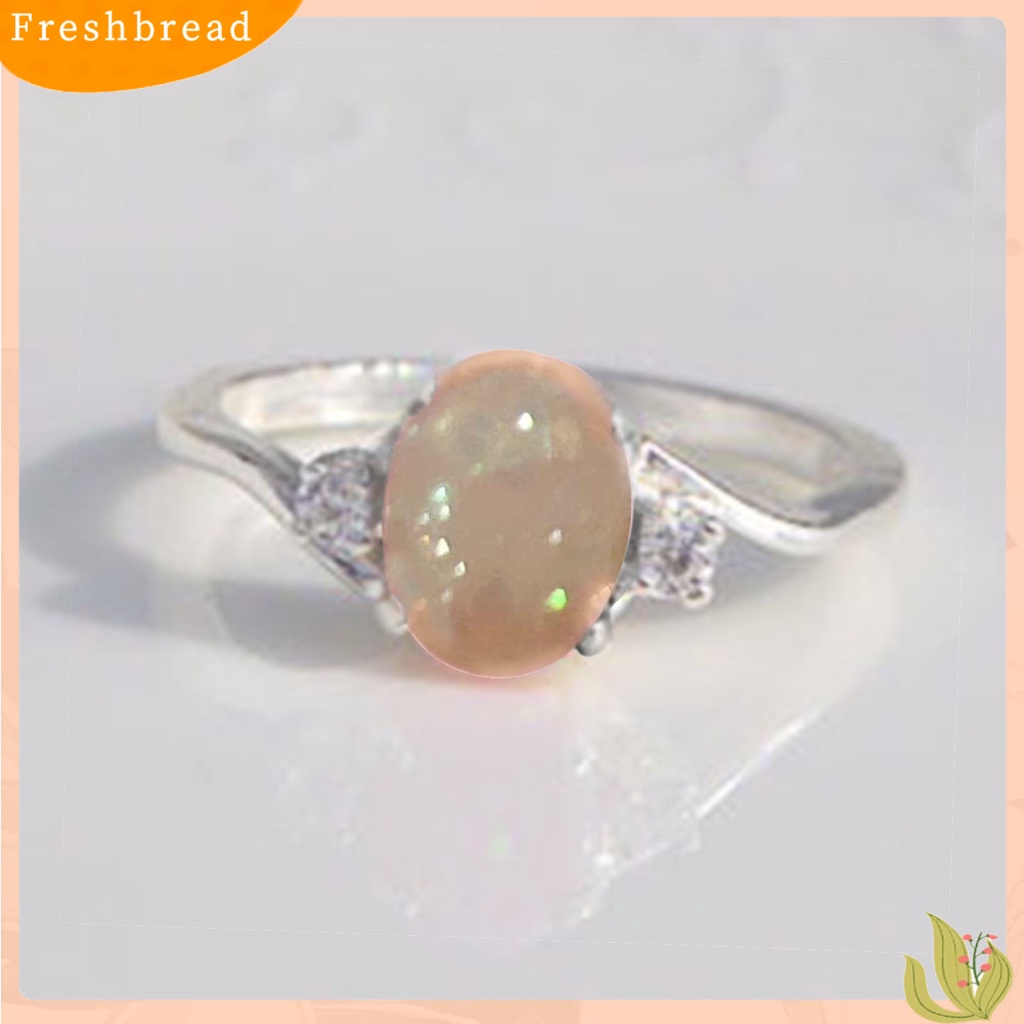 &lt; Freshbread &gt; Hias Berlian Imitasi Elegan Lady Cincin Oval Potong Warna-Warni Faux Permata Jari Cincin Perhiasan Aksesori