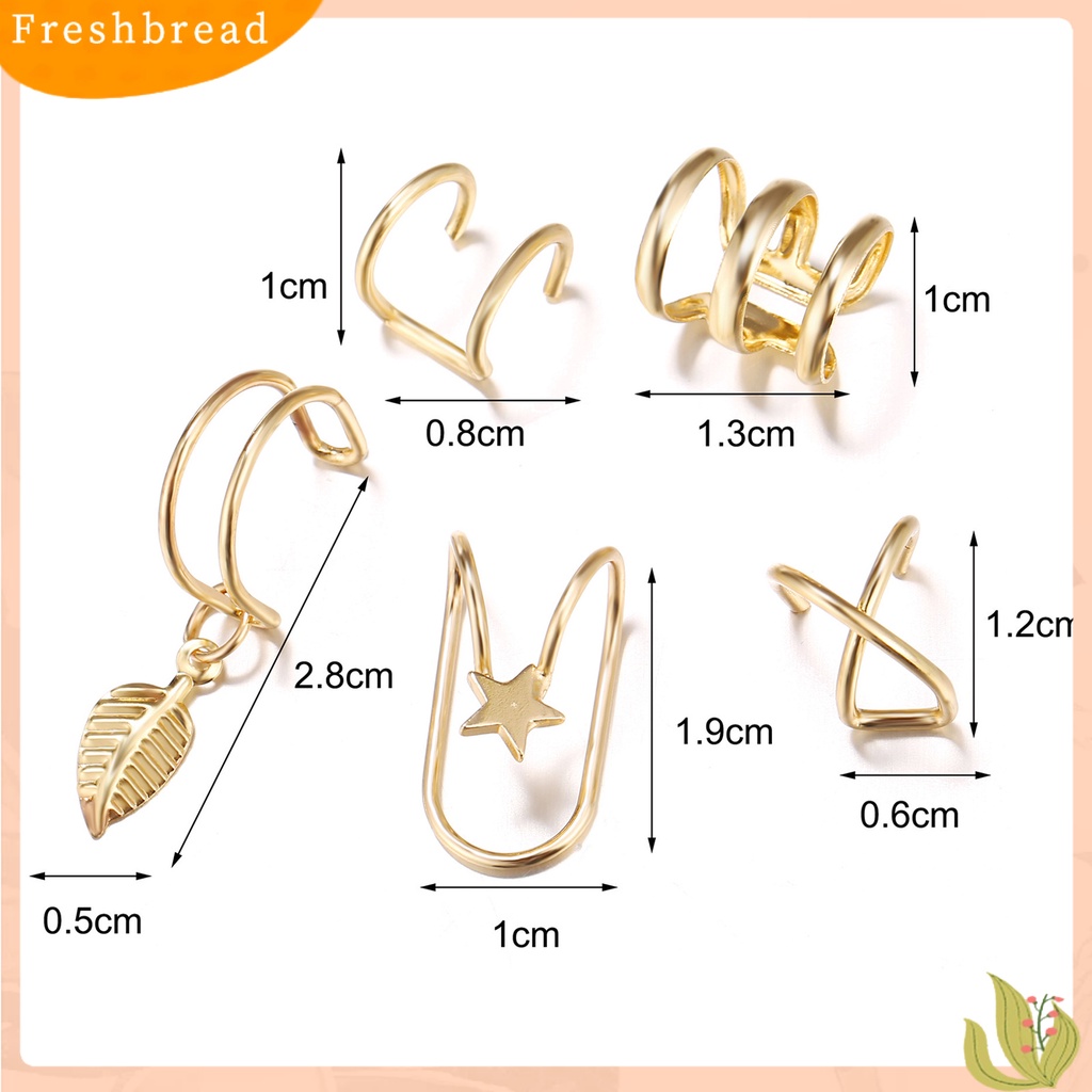 &lt; Freshbread &gt; 5Pcs/Set Kreatif Ganda C Berbentuk U Tulang Rawan Tanpa Tindik Anting Klip Telinga