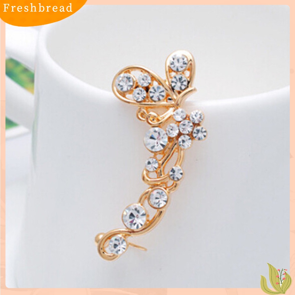 &lt; Freshbread &gt; 1Pc Wanita Manis Berlian Imitasi Bertatahkan Kupu-Kupu Kanan Telinga Manset Stud Earrings Jewelry