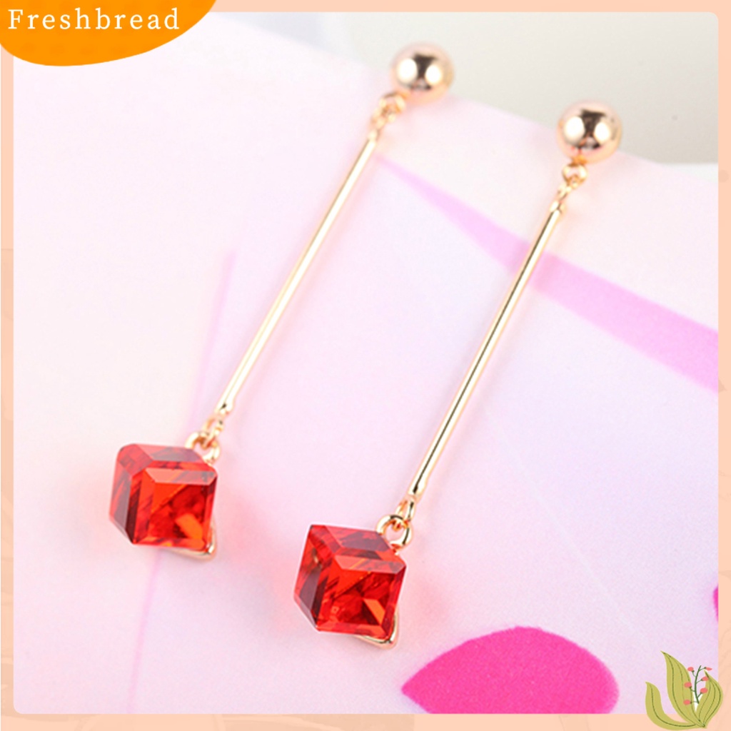 < Freshbread > 1pasang Wanita Fashion Panjang Menjuntai Berlian Imitasi Anting Eardrops Perhiasan Untuk Pernikahan